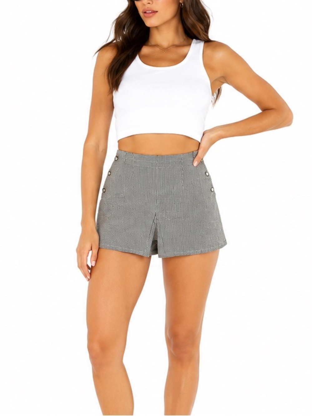 Casual Connection Vintage Gingham Pleated High Waist Shorts Size 12